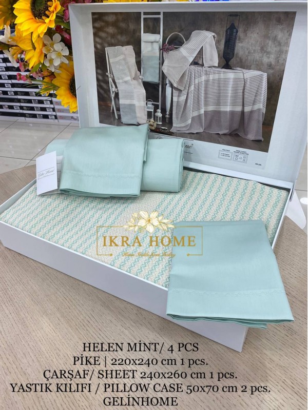 Gelin home | HELEM MINT Комплект постельного белья из 4-х предметов с покрывалом